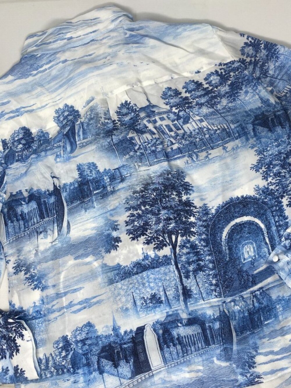 Alice + Olivia Willa Chateau Blue Silk Blouse Medium - Picture 11 of 11